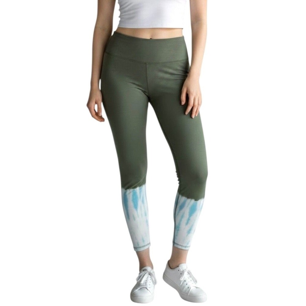 J.Jill Women's Fit Breath Cotton Leggings Stretch Size L Olive Green